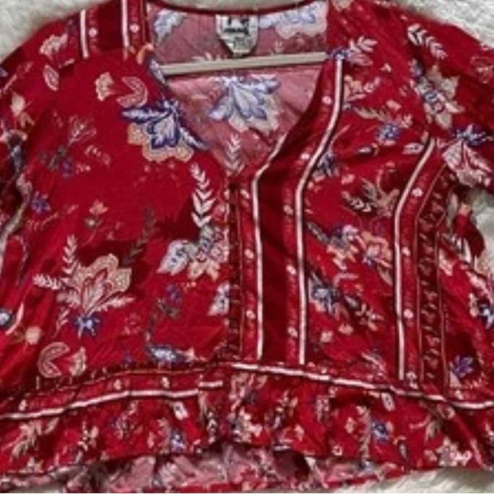 Jaase Boho Floral Tunic Top Festivalcore Coastal Cowgirl Peasant Blouse Size Sm‎ - Picture 5 of 9